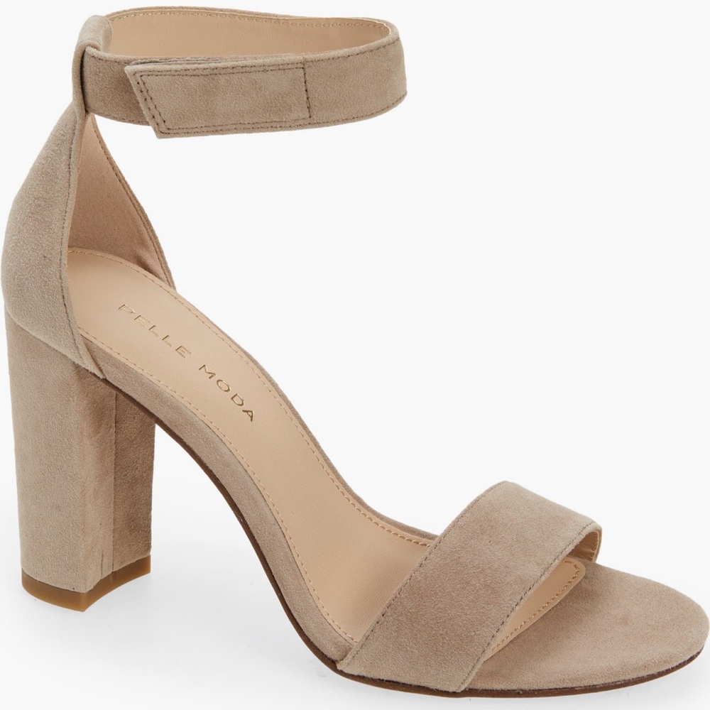 Pella Moda Briar Ankle Strap 3.5” Heels Size 9 Mushroom